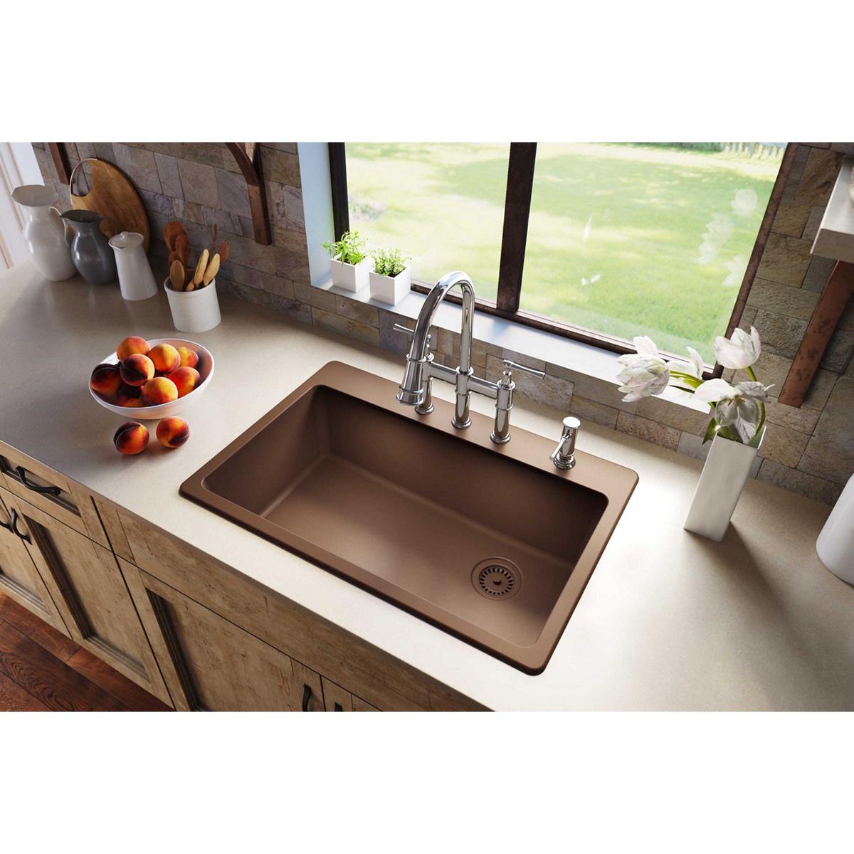 Elkay Classic 33" Quartz Kitchen Sink, Mocha, ELG13322MC0 - The Sink Boutique