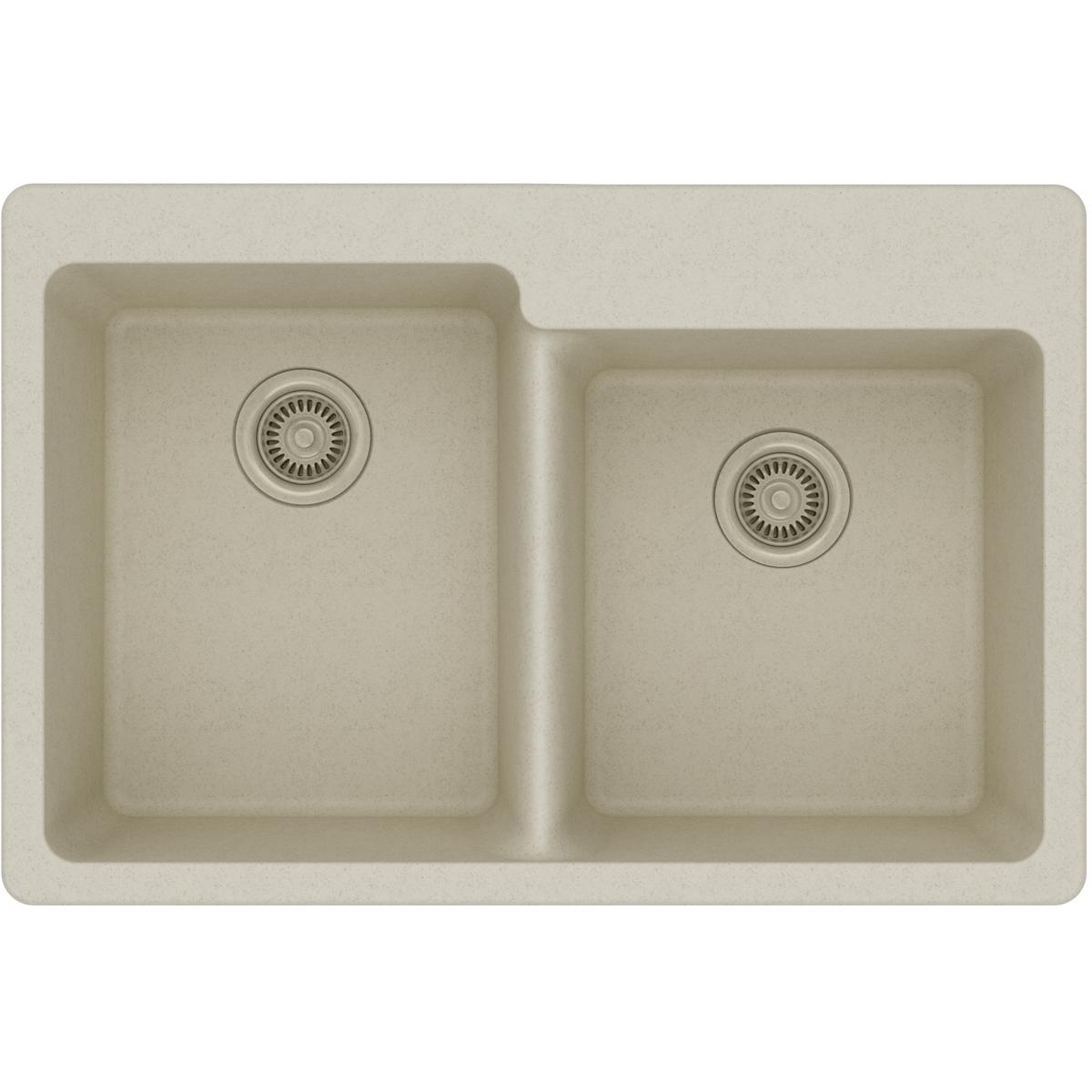 Elkay Classic 33" Quartz Kitchen Sink, 50/50 Double Bowl, Bisque, ELG250RBQ0