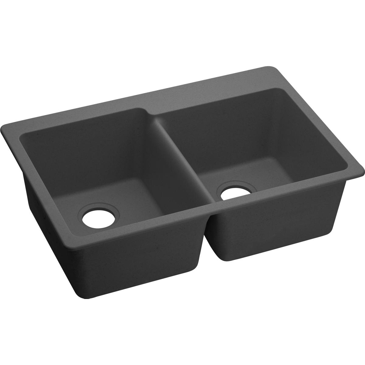 Elkay Classic 33" Quartz Kitchen Sink, 50/50 Double Bowl, Dusk Gray, ELG250RGY0 - The Sink Boutique