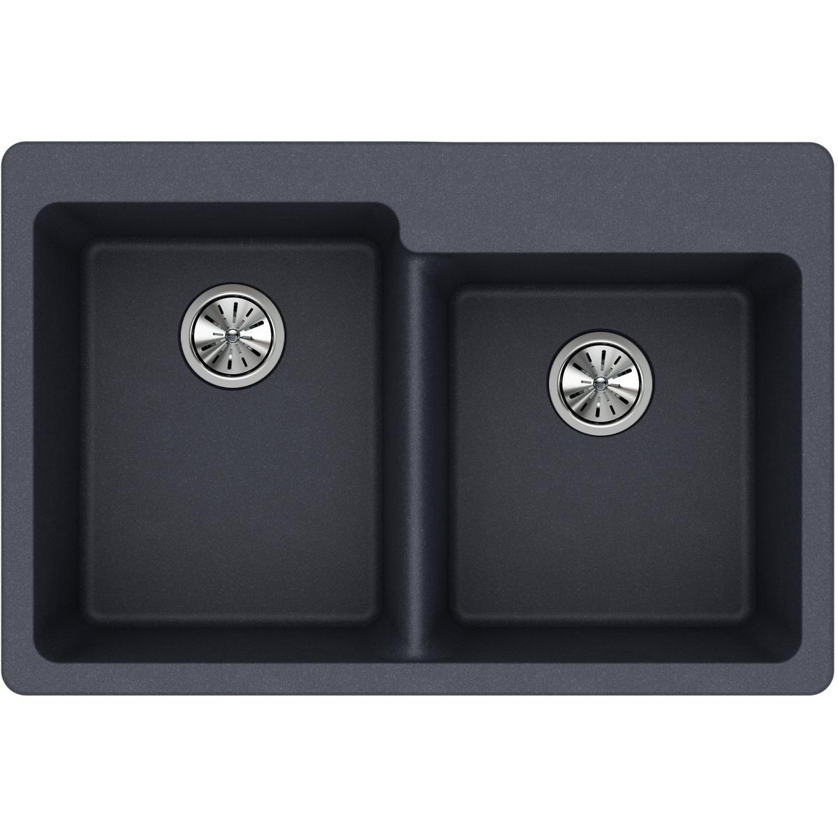 Elkay Classic 33" Quartz Kitchen Sink, 50/50 Double Bowl, Dusk Gray, ELG250RGY0