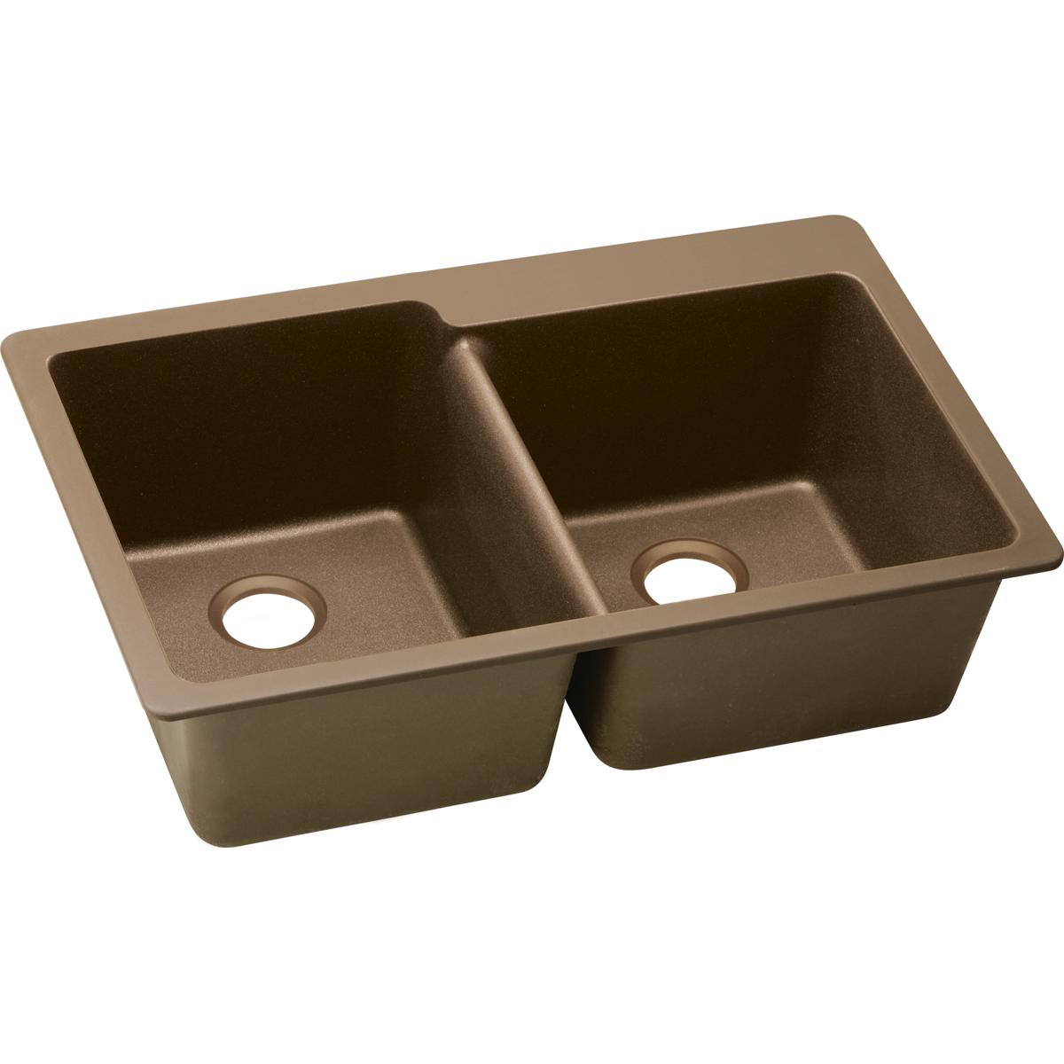 Elkay Classic 33" Quartz Kitchen Sink, 50/50 Double Bowl, Mocha, ELG250RMC0 - The Sink Boutique