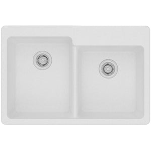 Alternate Image for Elkay Classic 33" Quartz Kitchen Sink, 50/50 Double Bowl, White, Pre-scored for up to 4 Faucet Hole, ELG250RWH0