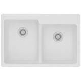 Elkay Classic 33" Quartz Kitchen Sink, 50/50 Double Bowl, White, ELG250RWH0