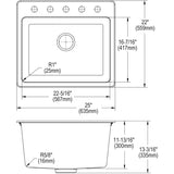 Elkay Classic 25" Quartz Laundry Sink, White, ELG252212PDWH0 - The Sink Boutique