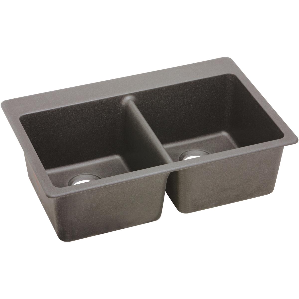 Elkay Classic 33" Quartz Kitchen Sink, 50/50 Double Bowl, Greige, ELG3322GR0 - The Sink Boutique
