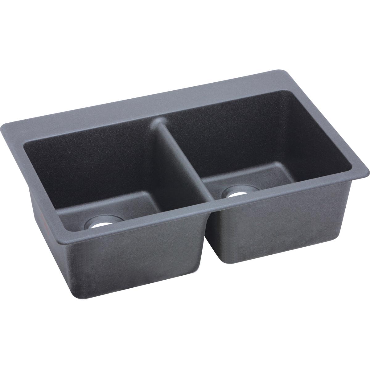 Elkay Classic 33" Quartz Kitchen Sink, 50/50 Double Bowl, Dusk Gray, ELG3322GY0 - The Sink Boutique