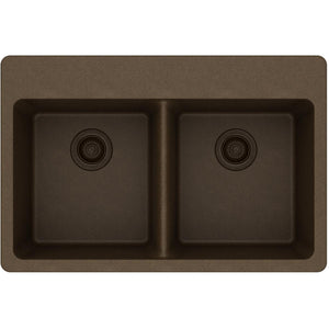 Alternate Image for Elkay Classic 33" Quartz Kitchen Sink, 50/50 Double Bowl, Mocha, Pre-scored for up to 5 Faucet Hole, ELG3322MC0