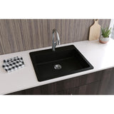 Elkay Classic 25" Quartz Kitchen Sink, Black, ELGAD2522PDBK0 - The Sink Boutique