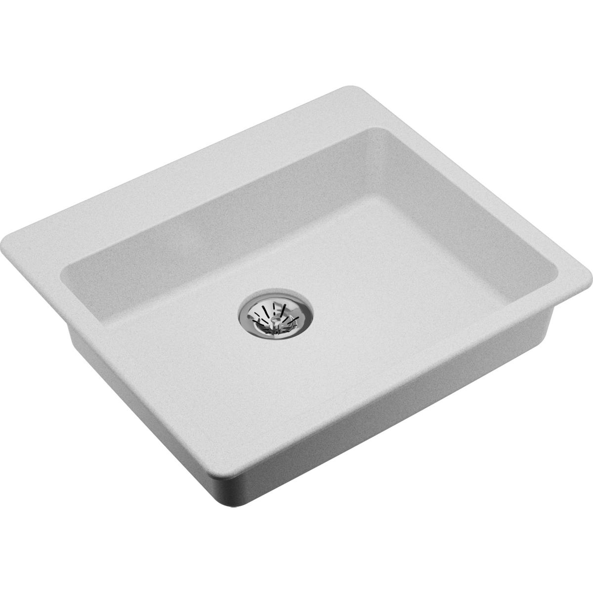 Elkay Classic 25" Quartz Kitchen Sink, White, ELGAD2522PDWH0 - The Sink Boutique
