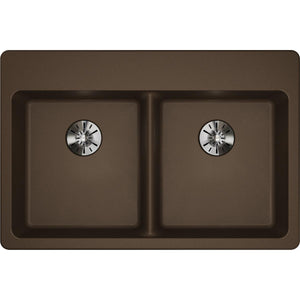 Alternate Image for Elkay Classic 33" Quartz Kitchen Sink, 50/50 Double Bowl, Mocha, Pre-scored for up to 5 Faucet Hole, ELGAD3322PDMC0