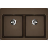 Elkay Classic 33" Quartz Kitchen Sink, 50/50 Double Bowl, Mocha, ELGAD3322PDMC0