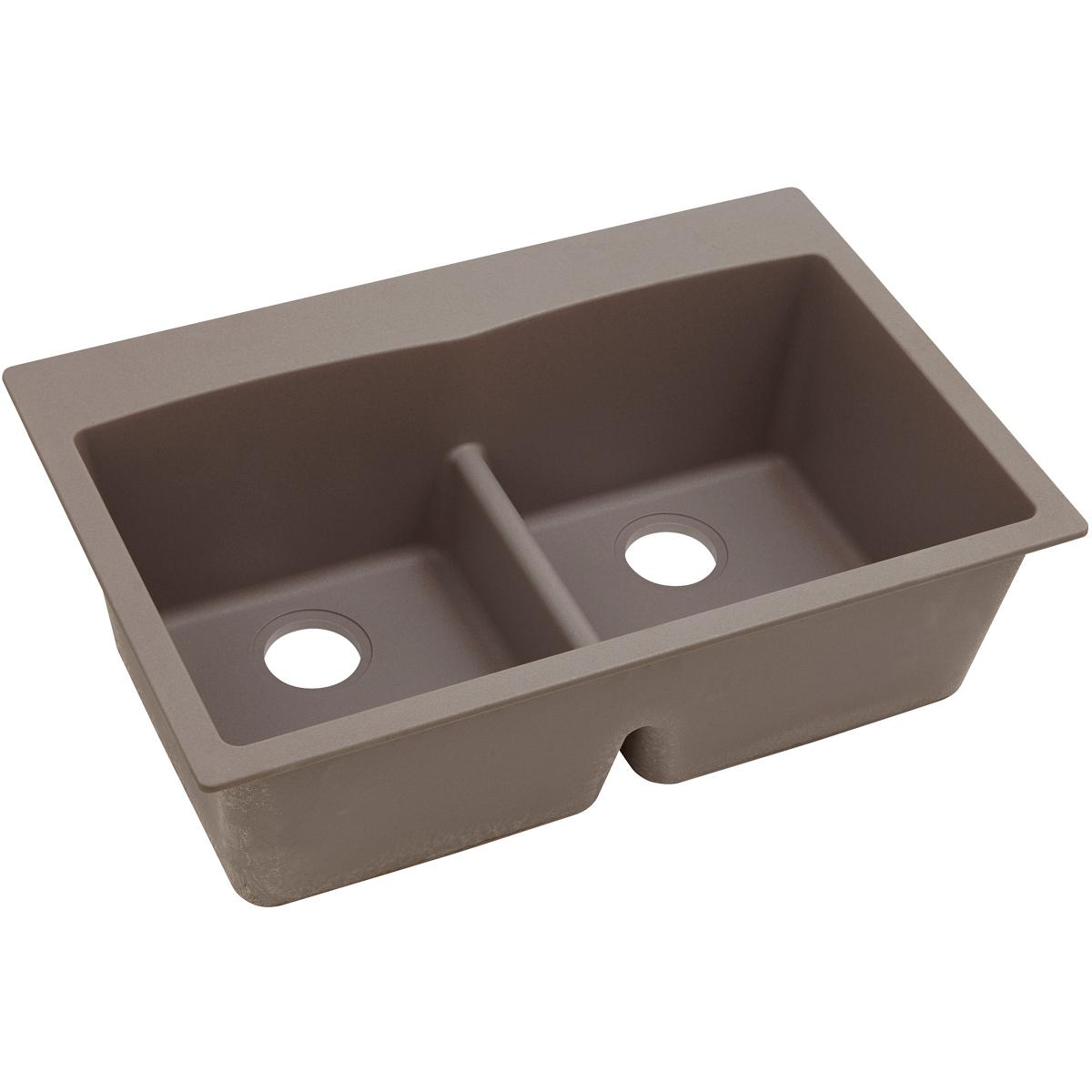 Elkay Classic 33" Quartz Kitchen Sink, 50/50 Double Bowl, Greige, ELGDLB3322GR0 - The Sink Boutique
