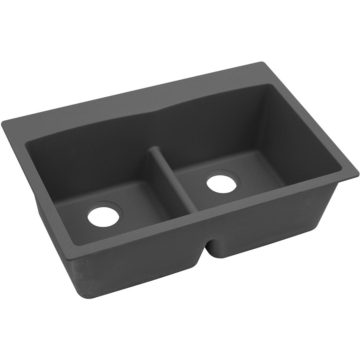 Elkay Classic 33" Quartz Kitchen Sink, 50/50 Double Bowl, Dusk Gray, ELGDLB3322GY0 - The Sink Boutique
