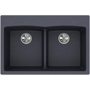 Alternate Image for Elkay Classic 33" Quartz Kitchen Sink, 50/50 Double Bowl, Dusk Gray, ELGDLB3322GY0