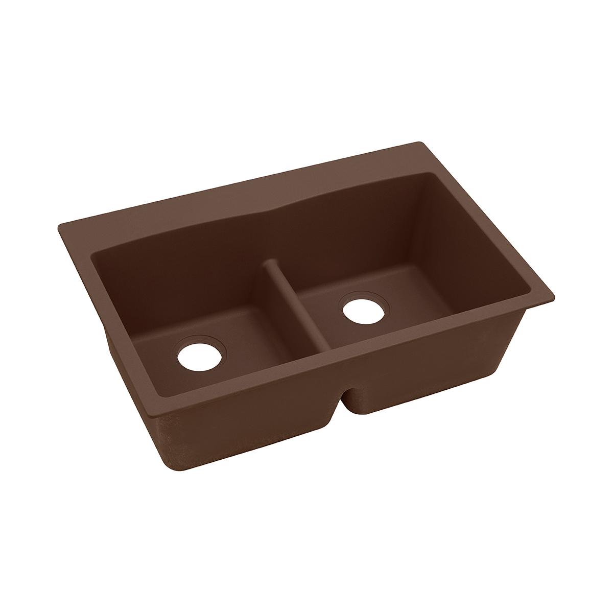 Elkay Classic 33" Quartz Kitchen Sink, 50/50 Double Bowl, Mocha, ELGDLB3322MC0 - The Sink Boutique