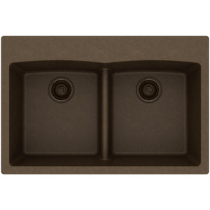 Alternate Image for Elkay Classic 33" Quartz Kitchen Sink, 50/50 Double Bowl, Mocha, ELGDLB3322MC0