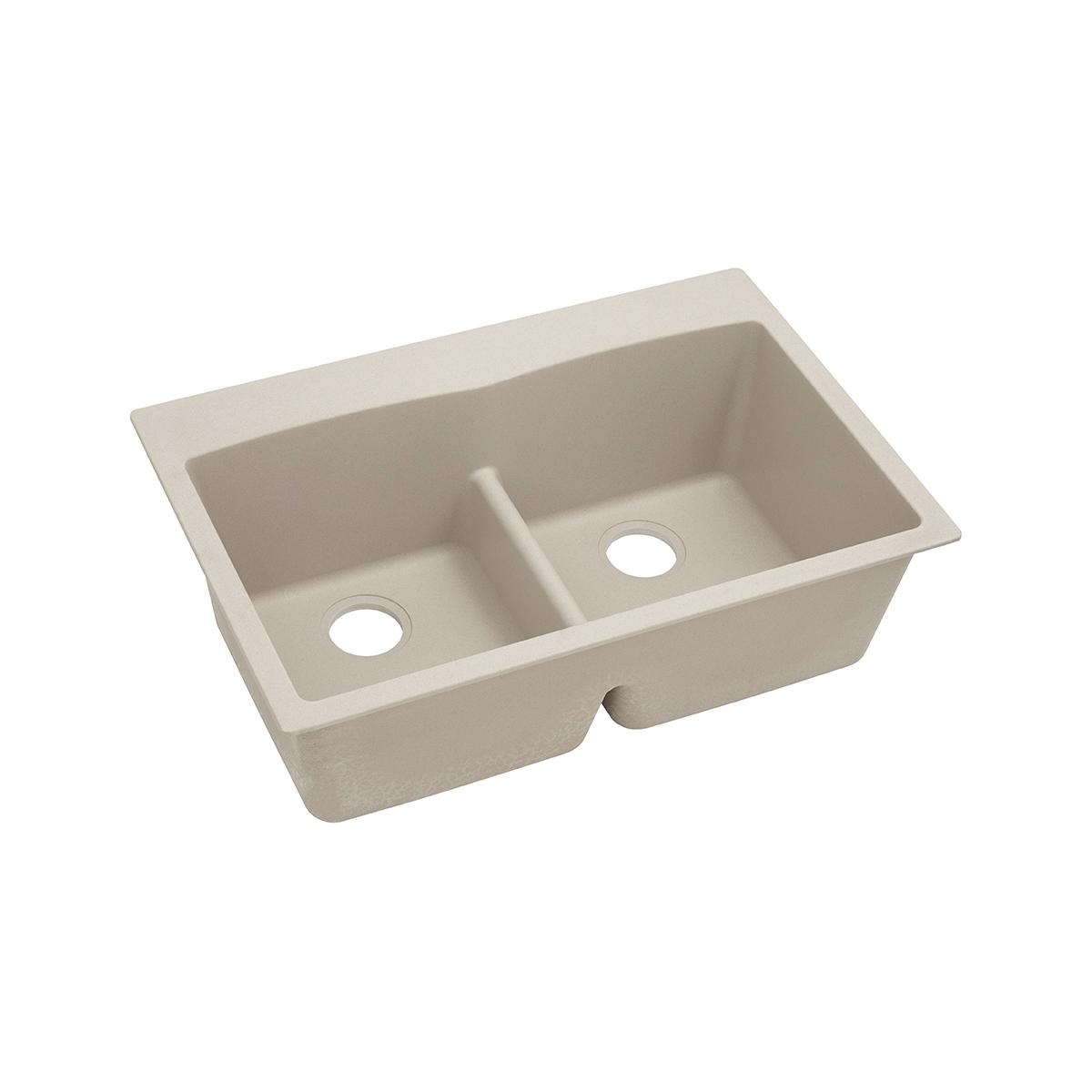 Elkay Classic 33" Quartz Kitchen Sink, 50/50 Double Bowl, Putty, ELGDLB3322PT0 - The Sink Boutique
