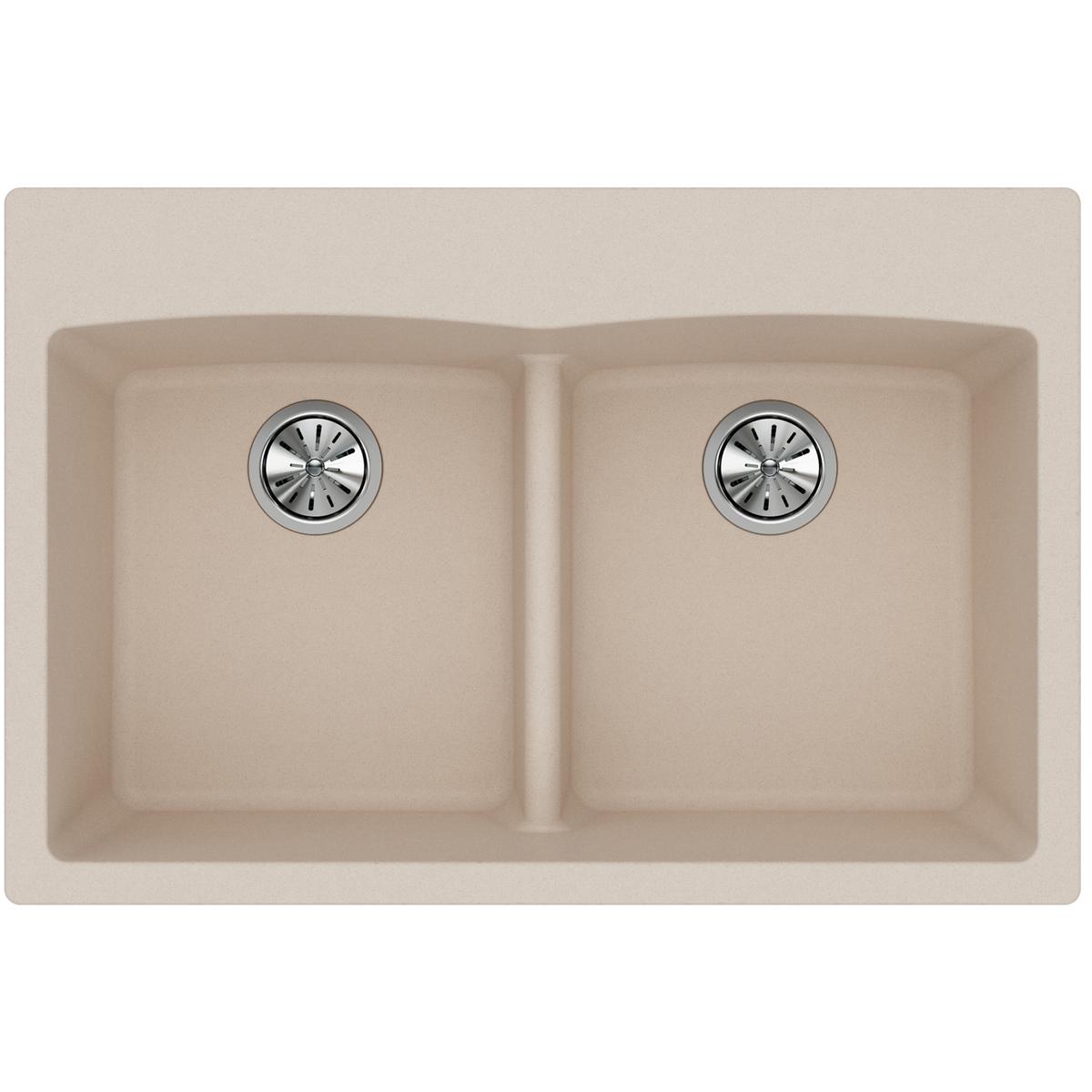 Elkay Classic 33" Quartz Kitchen Sink, 50/50 Double Bowl, Putty, ELGDLB3322PT0