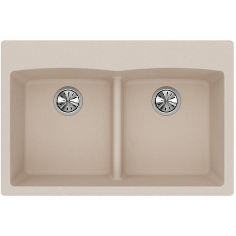 Elkay Classic 33" Quartz Kitchen Sink, 50/50 Double Bowl, Putty, ELGDLB3322PT0