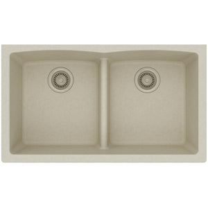 Alternate Image for Elkay Classic 33" Quartz Kitchen Sink, 50/50 Double Bowl, Bisque, ELGDULB3322BQ0
