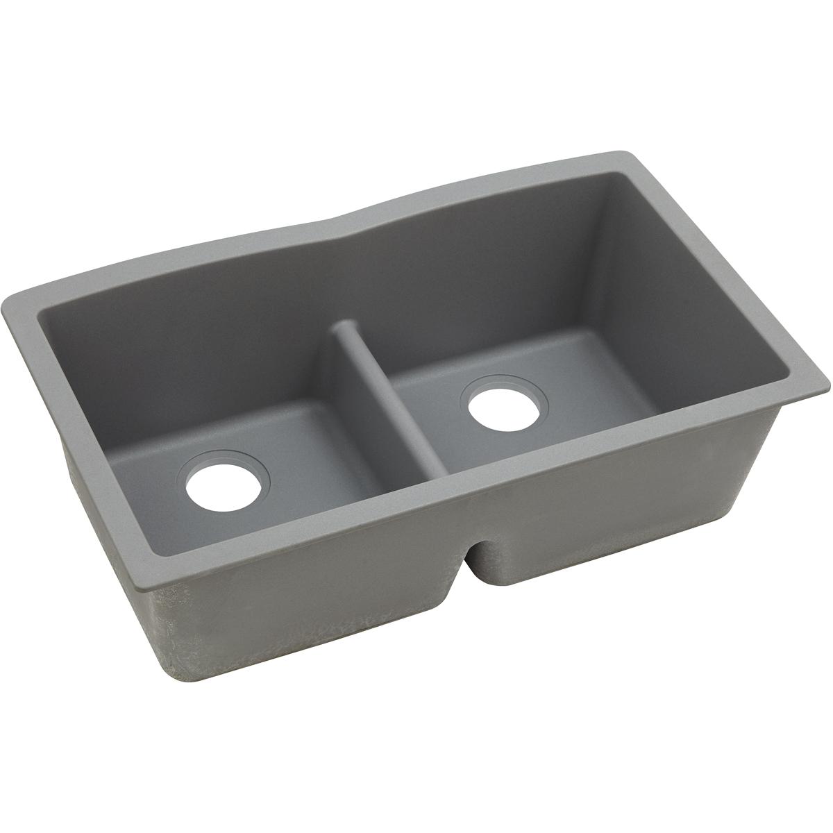 Elkay Classic 33" Quartz Kitchen Sink, 50/50 Double Bowl, Greystone, ELGDULB3322GS0 - The Sink Boutique