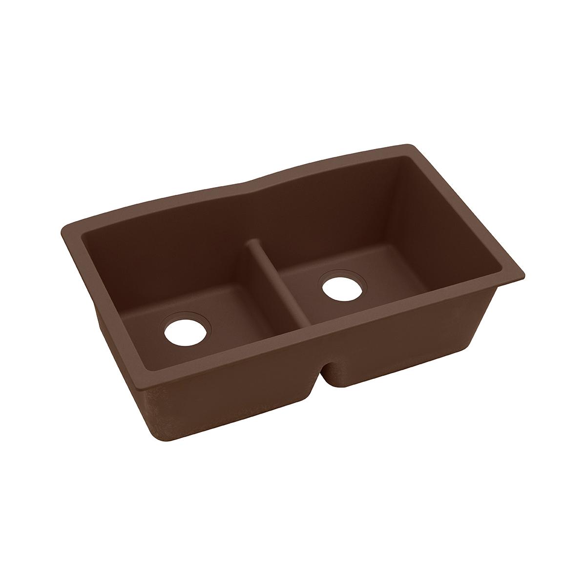 Elkay Classic 33" Quartz Kitchen Sink, 50/50 Double Bowl, Mocha, ELGDULB3322MC0 - The Sink Boutique
