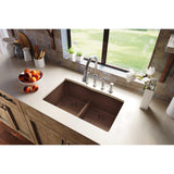 Elkay Classic 33" Quartz Kitchen Sink, 50/50 Double Bowl, Mocha, ELGDULB3322MC0 - The Sink Boutique