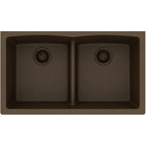 Alternate Image for Elkay Classic 33" Quartz Kitchen Sink, 50/50 Double Bowl, Mocha, ELGDULB3322MC0