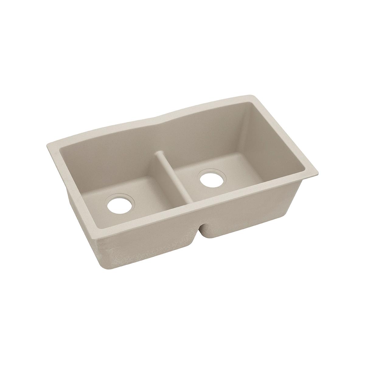 Elkay Classic 33" Quartz Kitchen Sink, 50/50 Double Bowl, Putty, ELGDULB3322PT0 - The Sink Boutique