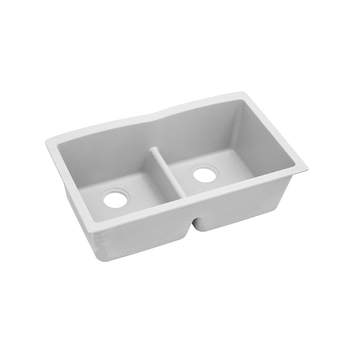 Elkay Classic 33" Quartz Kitchen Sink, 50/50 Double Bowl, White, ELGDULB3322WH0 - The Sink Boutique