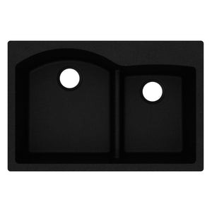 Alternate Image for Elkay Classic 33" Quartz Kitchen Sink, 55/45 Double Bowl, Black, Pre-scored for up to 4 Faucet Hole, ELGH3322RBK0