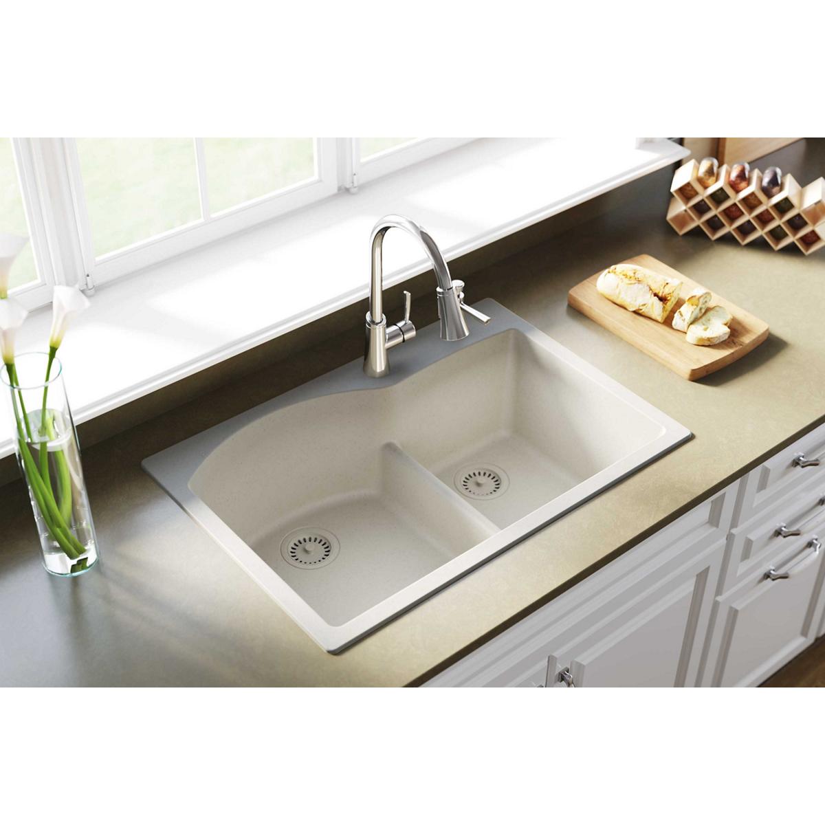 Elkay Classic 33" Quartz Kitchen Sink, 55/45 Double Bowl, Bisque, ELGH3322RBQ0 - The Sink Boutique