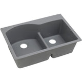 Elkay Classic 33" Quartz Kitchen Sink, 55/45 Double Bowl, Greystone, ELGH3322RGS0 - The Sink Boutique