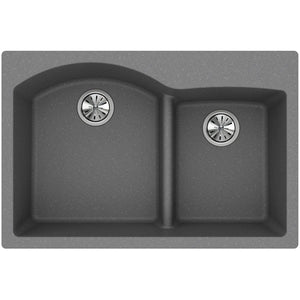 Alternate Image for Elkay Classic 33" Quartz Kitchen Sink, 55/45 Double Bowl, Greystone, Pre-scored for up to 4 Faucet Hole, ELGH3322RGS0