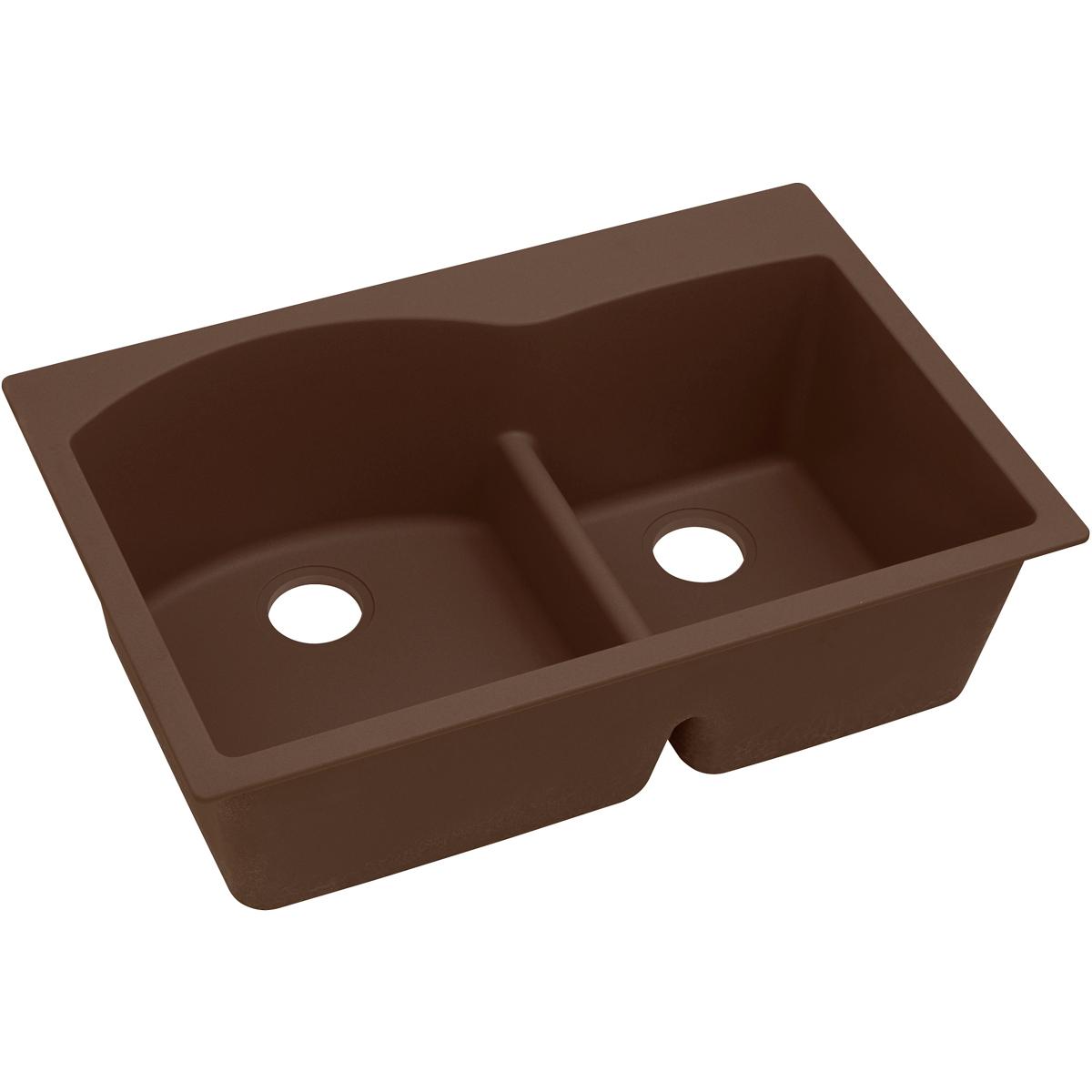 Elkay Classic 33" Quartz Kitchen Sink, 55/45 Double Bowl, Mocha, ELGH3322RMC0 - The Sink Boutique