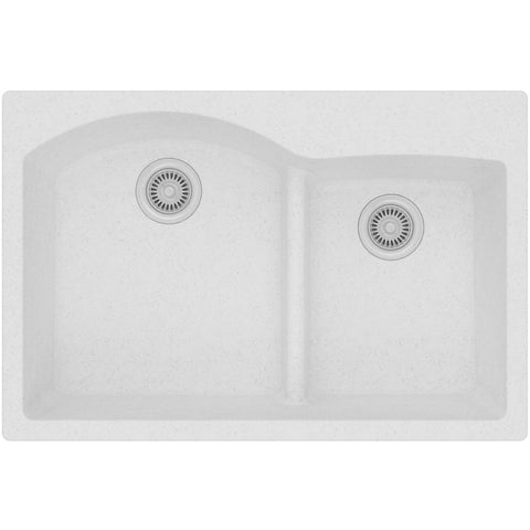 Elkay Classic 33" Quartz Kitchen Sink, 55/45 Double Bowl, White, ELGH3322RWH0