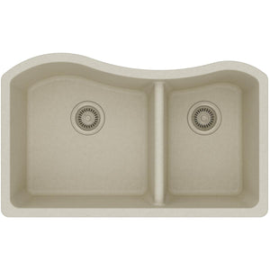 Alternate Image for Elkay Classic 33" Quartz Kitchen Sink, 60/40 Double Bowl, Bisque, ELGHU3220RBQ0
