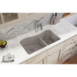 Elkay Classic 33" Quartz Kitchen Sink, 60/40 Double Bowl, Greige, ELGHU3220RGR0 - The Sink Boutique