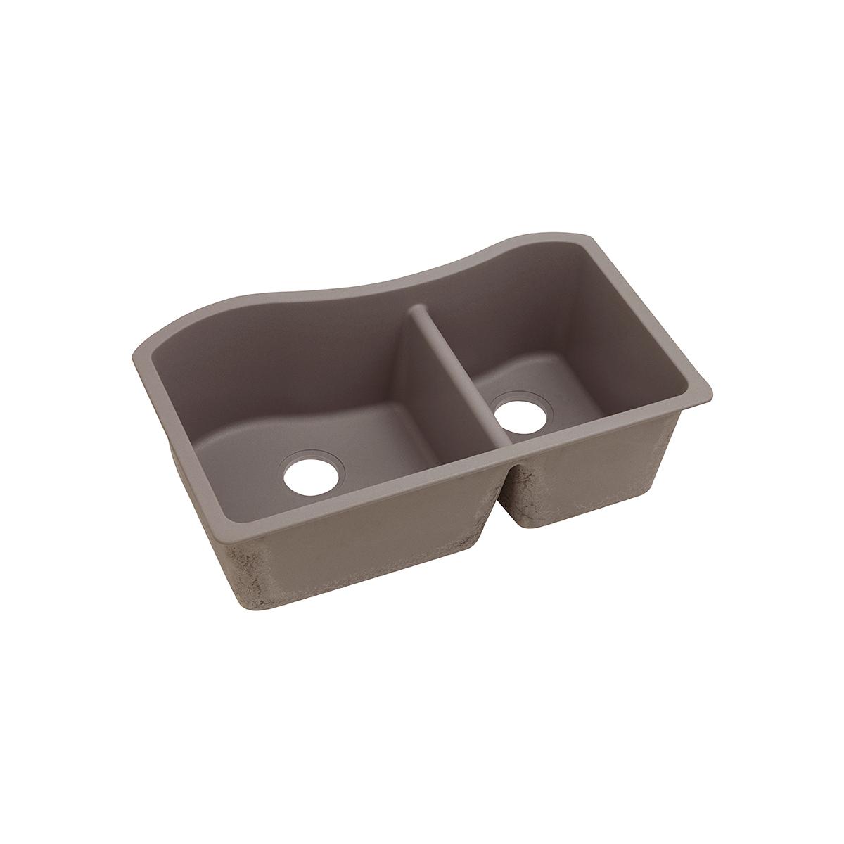 Elkay Classic 33" Quartz Kitchen Sink, 60/40 Double Bowl, Greige, ELGHU3220RGR0 - The Sink Boutique