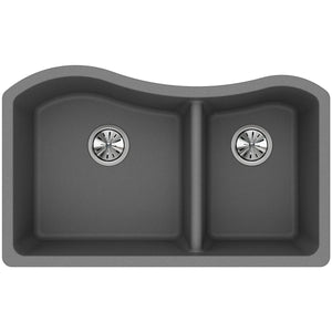 Alternate Image for Elkay Classic 33" Quartz Kitchen Sink, 60/40 Double Bowl, Greystone, ELGHU3220RGS0