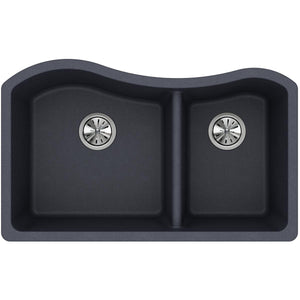 Alternate Image for Elkay Classic 33" Quartz Kitchen Sink, 60/40 Double Bowl, Dusk Gray, ELGHU3220RGY0
