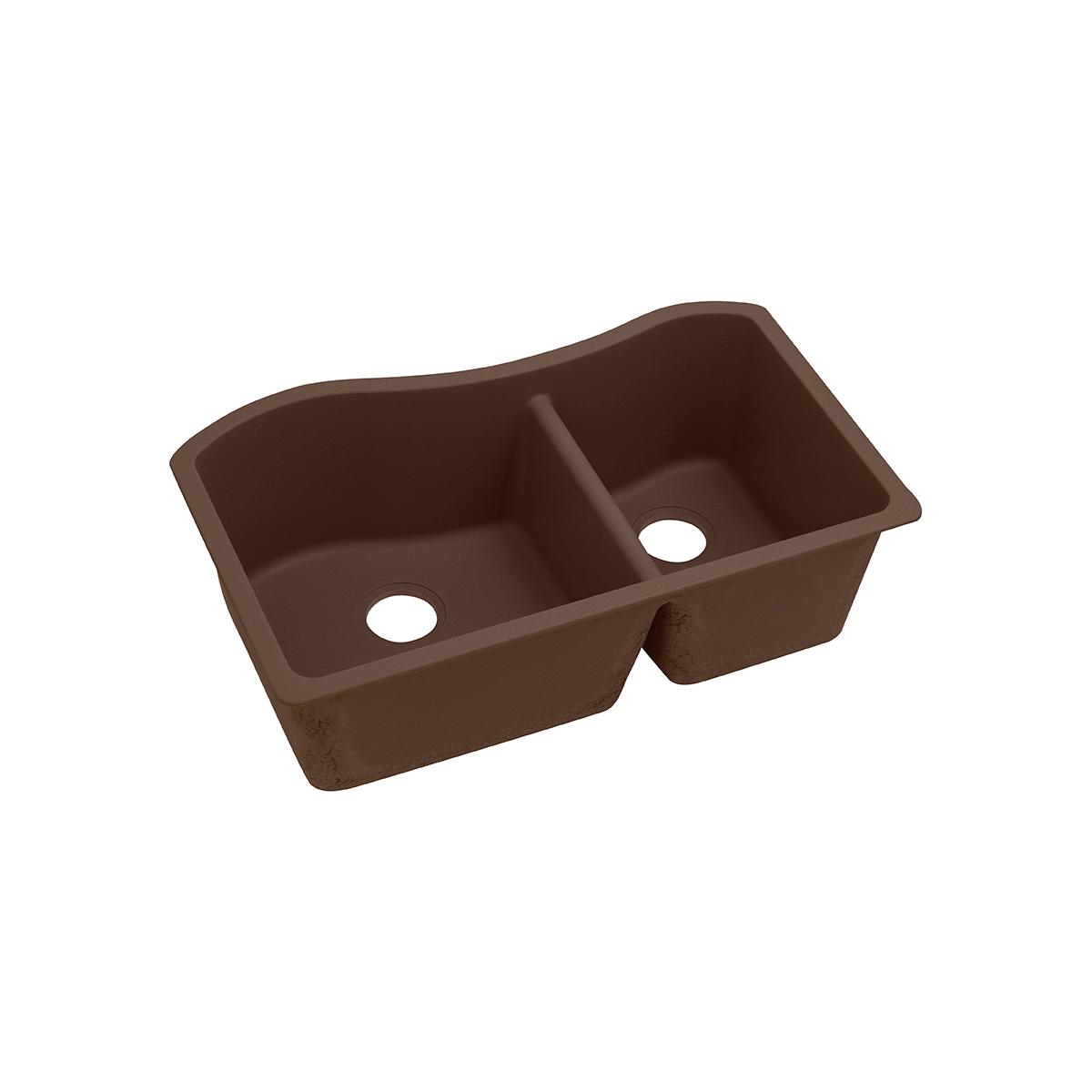 Elkay Classic 33" Quartz Kitchen Sink, 60/40 Double Bowl, Mocha, ELGHU3220RMC0 - The Sink Boutique