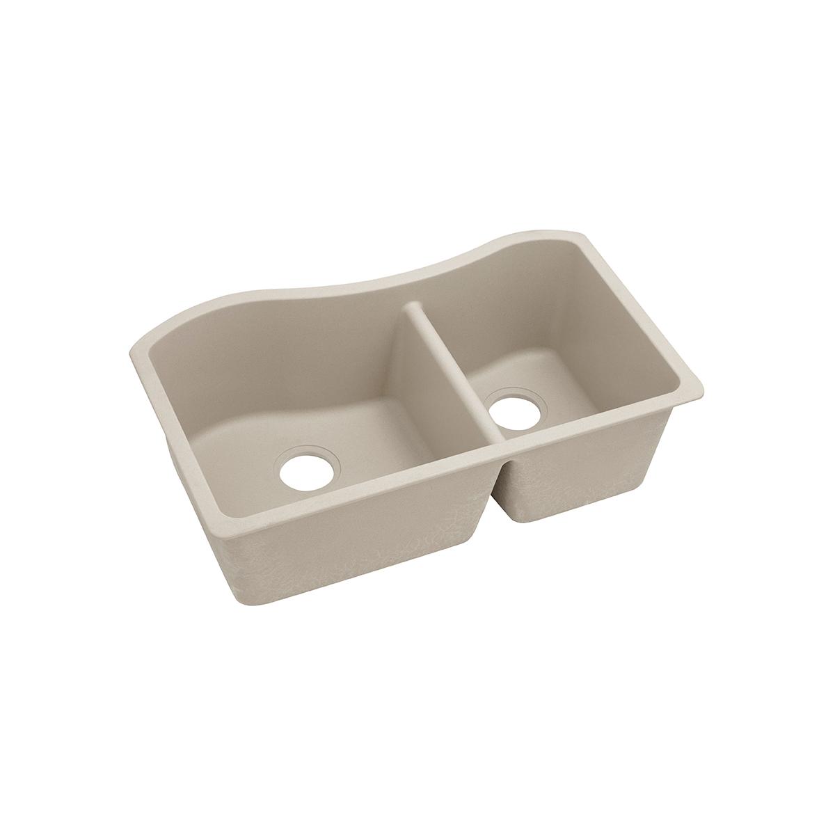 Elkay Classic 33" Quartz Kitchen Sink, 60/40 Double Bowl, Putty, ELGHU3220RPT0 - The Sink Boutique