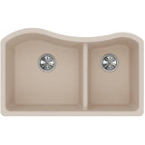 Elkay Classic 33" Quartz Kitchen Sink, 60/40 Double Bowl, Putty, ELGHU3220RPT0