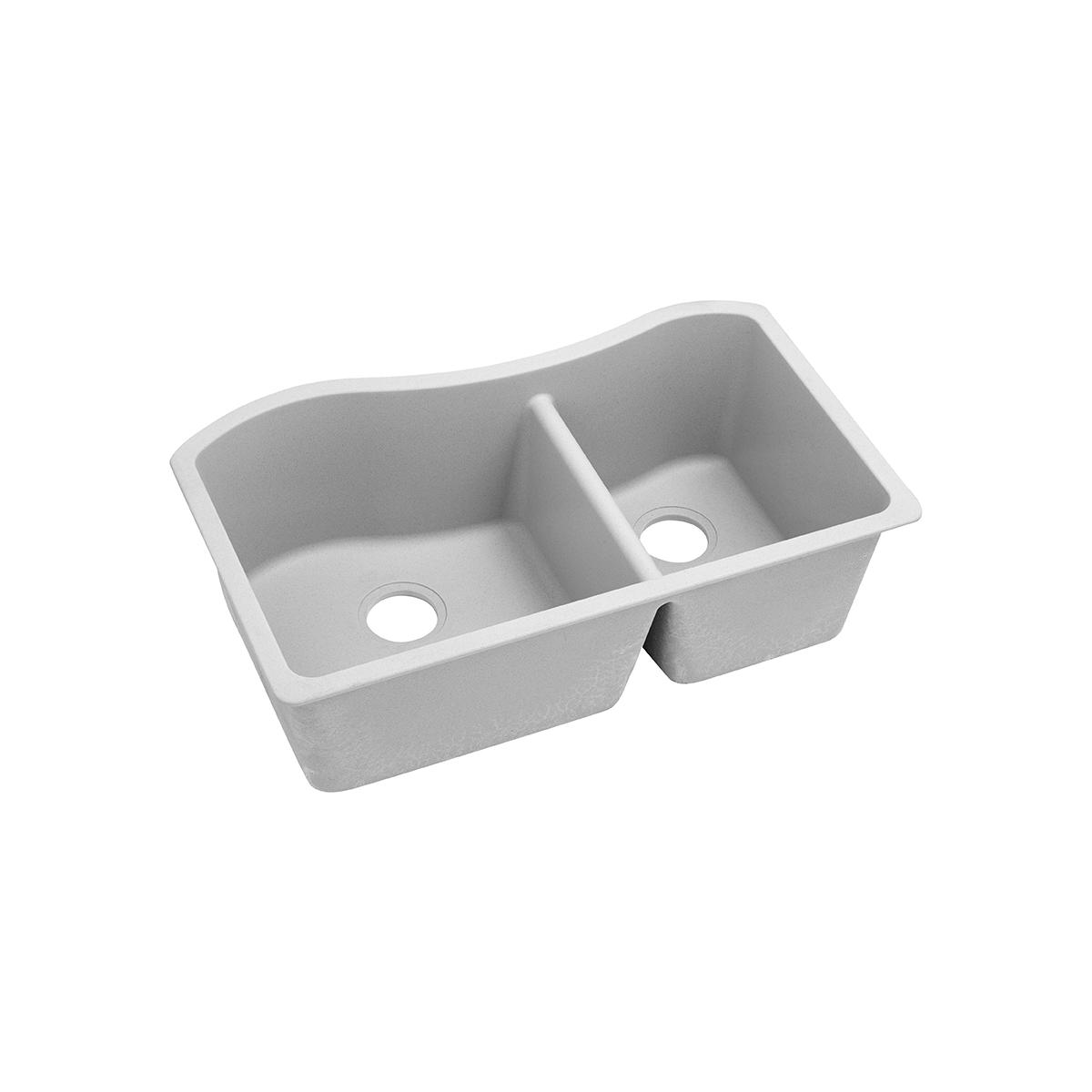 Elkay Classic 33" Quartz Kitchen Sink, 60/40 Double Bowl, White, ELGHU3220RWH0 - The Sink Boutique