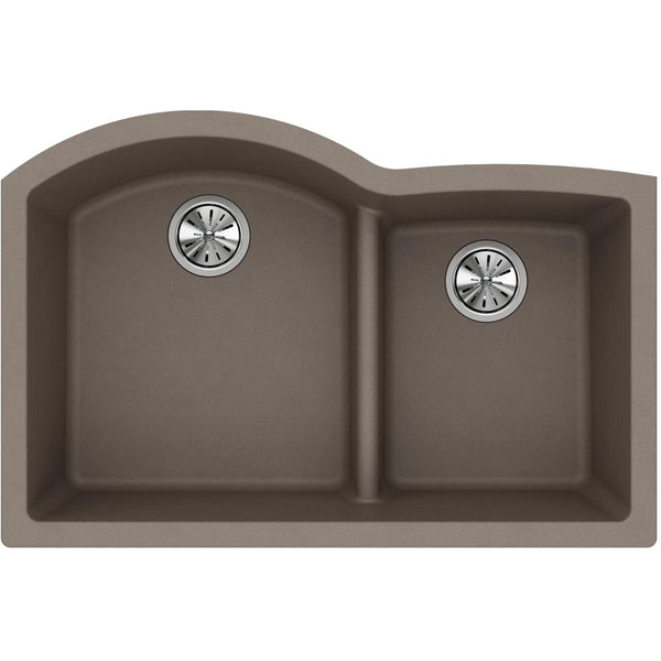 Elkay Classic 33" Quartz Kitchen Sink, 55/45 Double Bowl, Greige, ELGHU3322RGR0