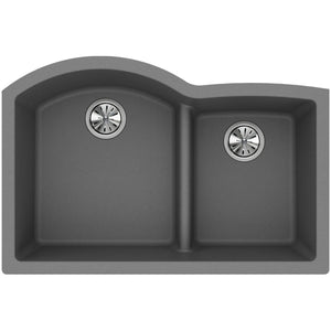 Alternate Image for Elkay Classic 33" Quartz Kitchen Sink, 55/45 Double Bowl, Greystone, ELGHU3322RGS0