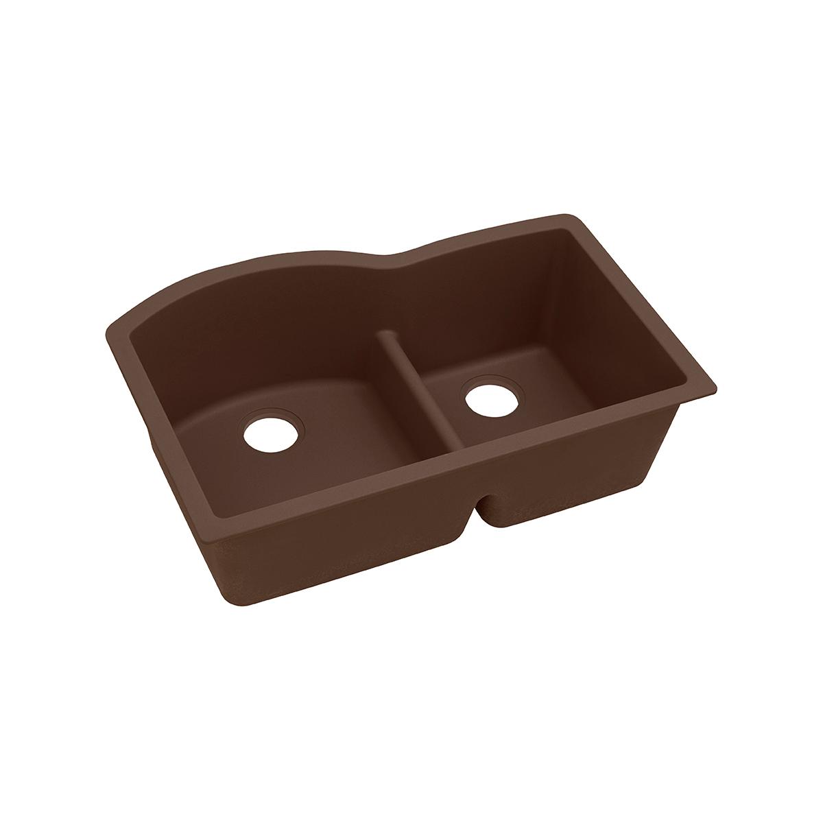 Elkay Classic 33" Quartz Kitchen Sink, 55/45 Double Bowl, Mocha, ELGHU3322RMC0 - The Sink Boutique