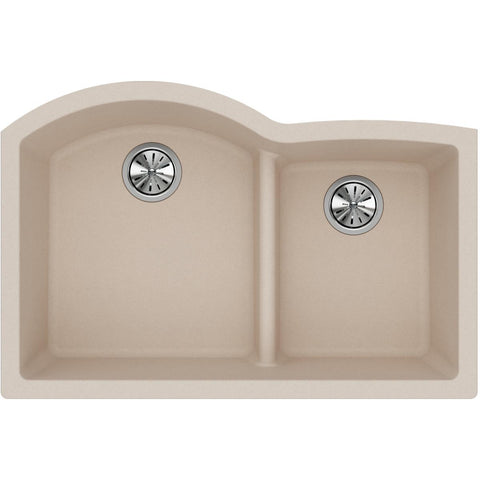 Elkay Classic 33" Quartz Kitchen Sink, 55/45 Double Bowl, Putty, ELGHU3322RPT0