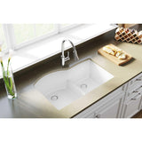 Elkay Classic 33" Quartz Kitchen Sink, 55/45 Double Bowl, White, ELGHU3322RWH0 - The Sink Boutique